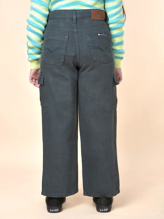 Casual Cargo for Girls | Breathable & Soft with Color Fastness Regular Fit Cotton Fabric Button Closure Solid Pattern