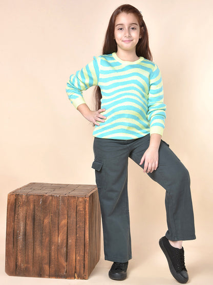 Casual Cargo for Girls | Breathable & Soft with Color Fastness Regular Fit Cotton Fabric Button Closure Solid Pattern