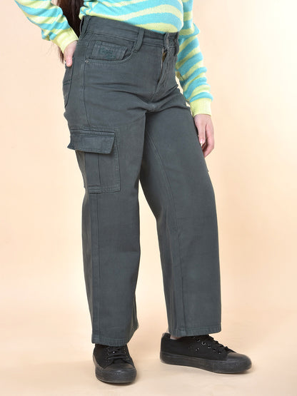 Casual Cargo for Girls | Breathable & Soft with Color Fastness Regular Fit Cotton Fabric Button Closure Solid Pattern