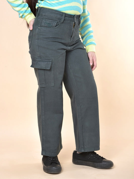 Casual Cargo for Girls | Breathable & Soft with Color Fastness Regular Fit Cotton Fabric Button Closure Solid Pattern