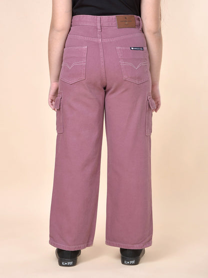 Casual Cargo for Girls | Breathable & Soft with Color Fastness Regular Fit Cotton Fabric Button Closure Solid Pattern