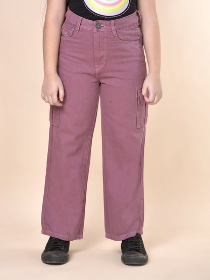 Casual Cargo for Girls | Breathable & Soft with Color Fastness Regular Fit Cotton Fabric Button Closure Solid Pattern