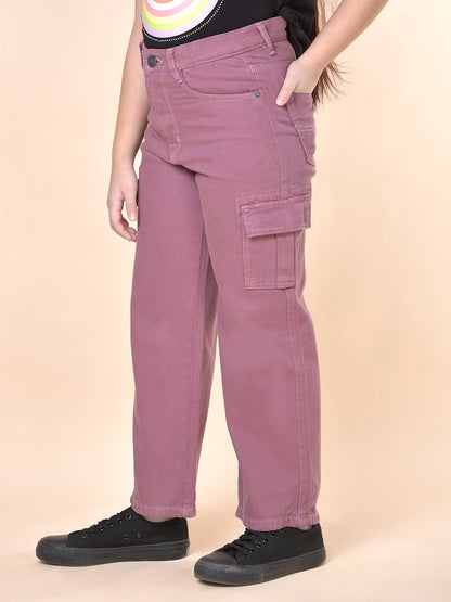 Casual Cargo for Girls | Breathable & Soft with Color Fastness Regular Fit Cotton Fabric Button Closure Solid Pattern