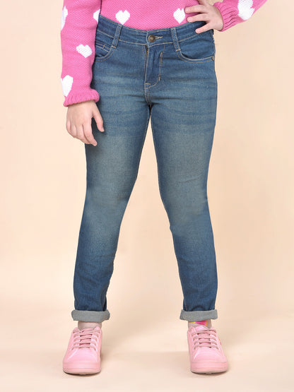 Casual Denim for Girls | Breathable & Soft with Color Fastness Regular Fit Cotton Blend Fabric Button Closure Solid Pattern
