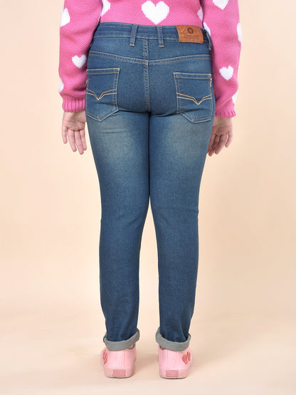 Casual Denim for Girls | Breathable & Soft with Color Fastness Regular Fit Cotton Blend Fabric Button Closure Solid Pattern