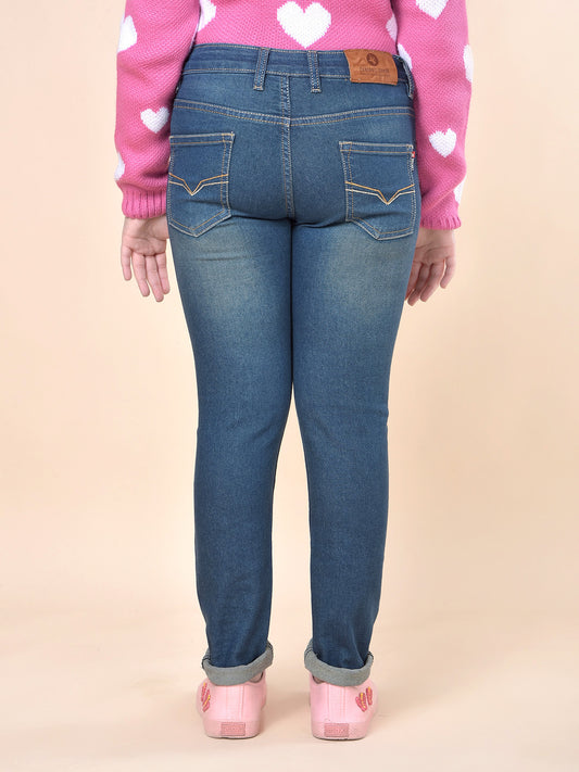 Casual Denim for Girls | Breathable & Soft with Color Fastness Regular Fit Cotton Blend Fabric Button Closure Solid Pattern