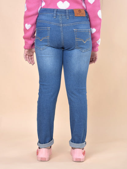 Casual Denim for Girls l Breathable & Soft with Color Fastness Regular Fit Cotton Blend Fabric Button Closure Solid Pattern