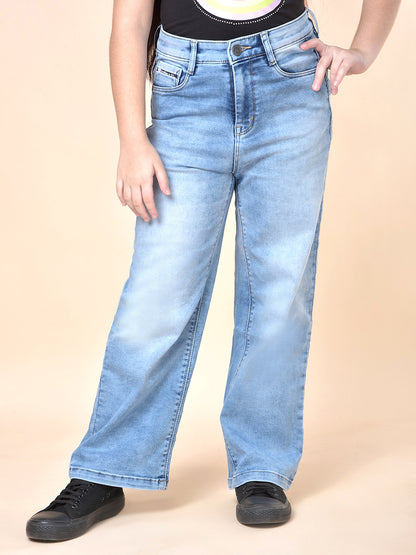 Casual Denim for Girls | Breathable & Soft with Color Fastness Regular Fit Cotton Blend Fabric Button Closure Solid Pattern