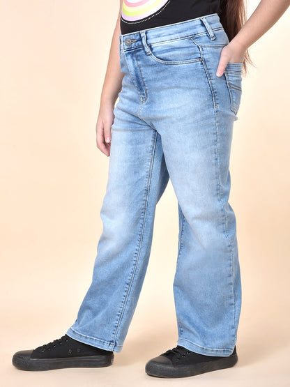 Casual Denim for Girls | Breathable & Soft with Color Fastness Regular Fit Cotton Blend Fabric Button Closure Solid Pattern