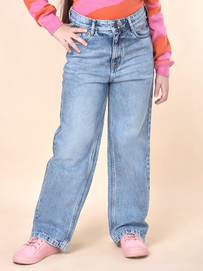 Casual Denim for Girls | Breathable & Soft with Color Fastness Regular Fit Cotton Blend Fabric Button Closure Solid Pattern