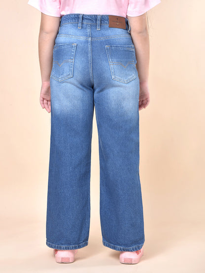 Casual Denim for Girls | Breathable & Soft with Color Fastness Regular Fit Cotton Blend Fabric Button Closure Solid Pattern