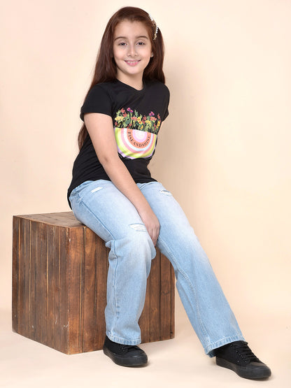 Casual Denim for Girls | Breathable & Soft with Color Fastness Regular Fit Cotton Fabric Button Closure Solid Pattern