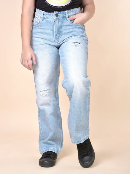 Casual Denim for Girls | Breathable & Soft with Color Fastness Regular Fit Cotton Fabric Button Closure Solid Pattern