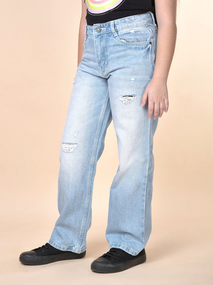 Casual Denim for Girls | Breathable & Soft with Color Fastness Regular Fit Cotton Fabric Button Closure Solid Pattern