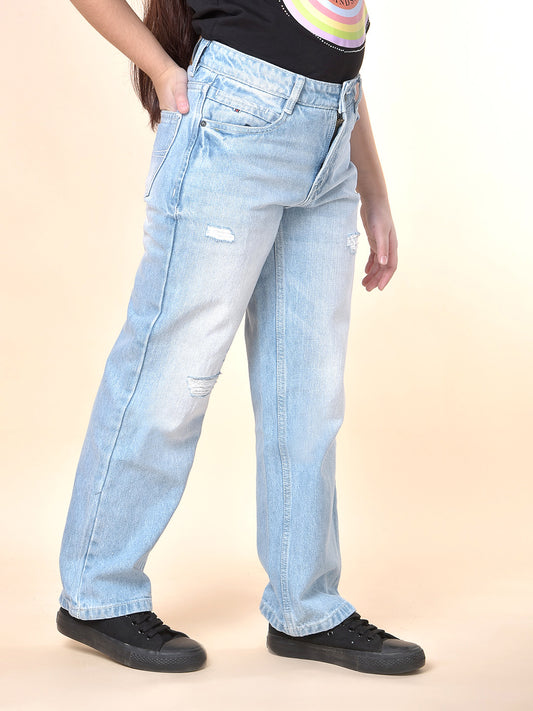 Casual Denim for Girls | Breathable & Soft with Color Fastness Regular Fit Cotton Fabric Button Closure Solid Pattern