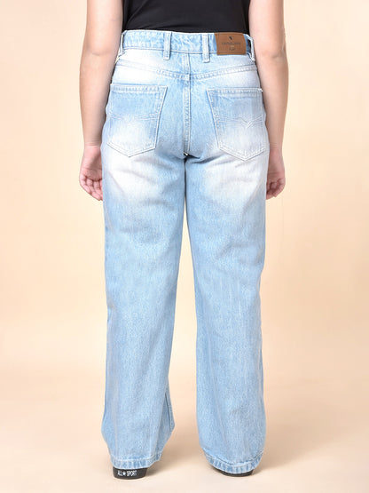 Casual Denim for Girls | Breathable & Soft with Color Fastness Regular Fit Cotton Fabric Button Closure Solid Pattern