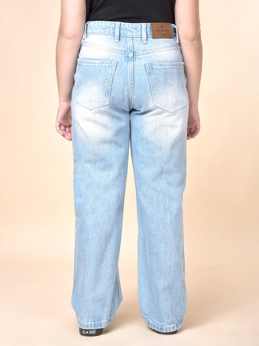 Casual Denim for Girls | Breathable & Soft with Color Fastness Regular Fit Cotton Fabric Button Closure Solid Pattern