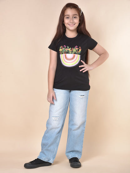 Casual Denim for Girls | Breathable & Soft with Color Fastness Regular Fit Cotton Fabric Button Closure Solid Pattern