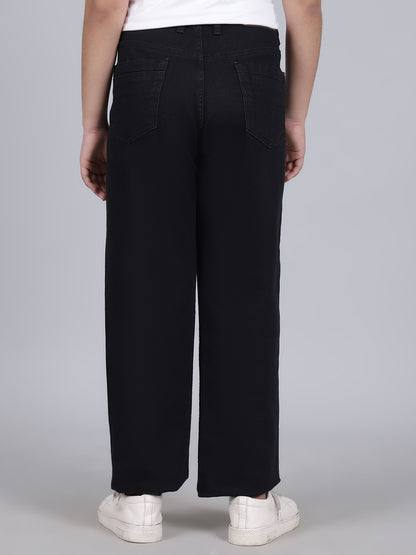 Denim Jeans for Girls | Breathable & Soft with Color Fastness Regular Fit Poly Cotton Fabric Solid Pattern Button Closure