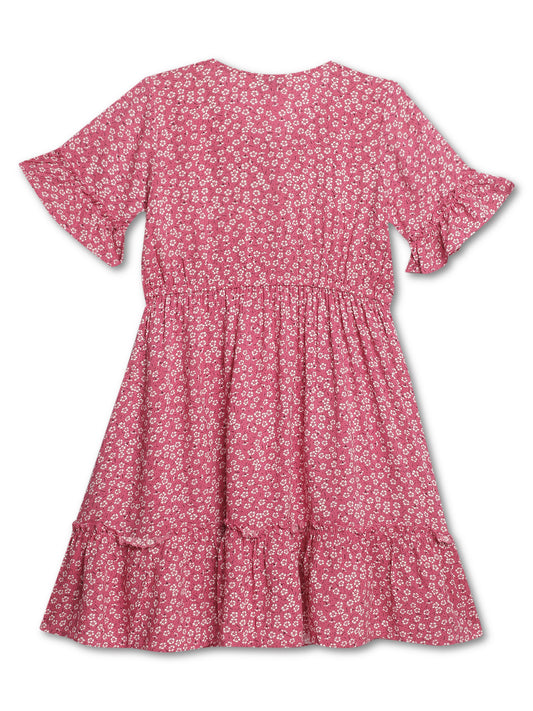 Cantabil Girls Pink Printed Dress (7135834865803)