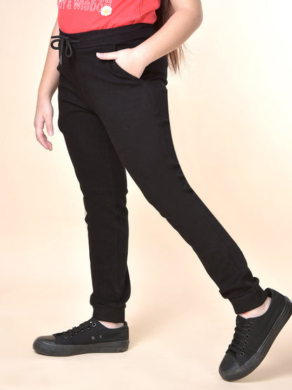 Casual Jogger for Girls | Breathable & Soft with Color Fastness Regular Fit Cotton Blend Fabric Drawstring Closure Solid Pattern