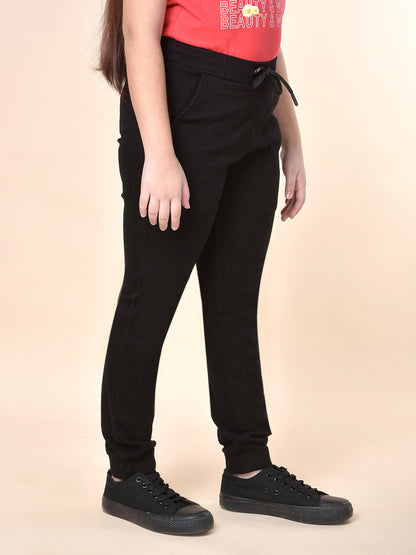 Casual Jogger for Girls | Breathable & Soft with Color Fastness Regular Fit Cotton Blend Fabric Drawstring Closure Solid Pattern