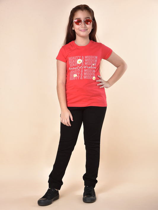 Casual Jogger for Girls | Breathable & Soft with Color Fastness Regular Fit Cotton Blend Fabric Drawstring Closure Solid Pattern