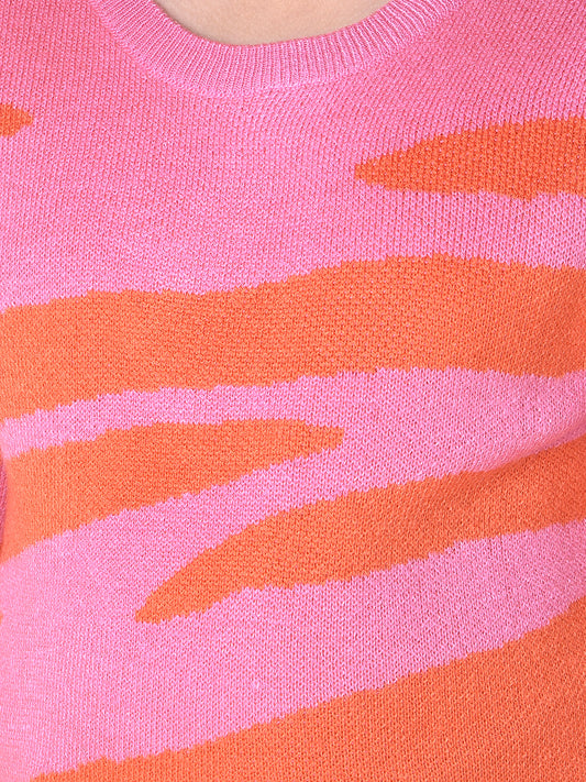 Casual Sweater for Girls | Breathable & Soft with Color Fastness Regular Fit Round Neck Fancy Fabric Colour Block Pattern