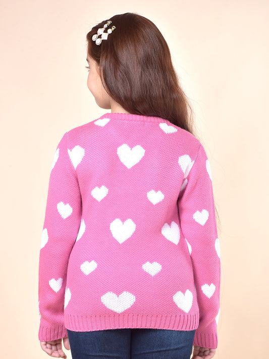 Casual Sweater for Girls | Breathable & Soft with Color Fastness Regular Fit Round Neck Acrylic Fabric Printed Pattern