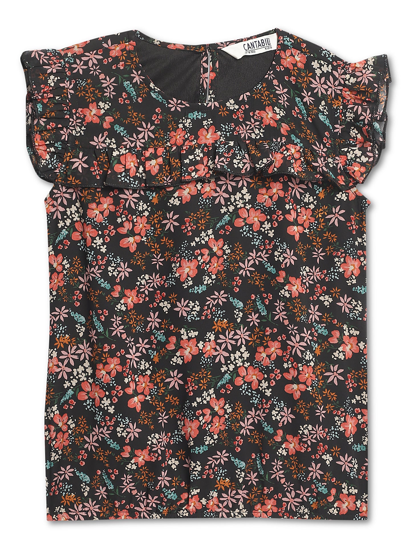 Cantabil Girls Printed Black Top (7136098943115)