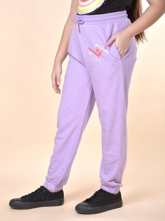Casual Trackpant for Girls | Breathable & Soft with Color Fastness Regular Fit Poly Cotton Fabric Solid Pattern Drawstring Closure