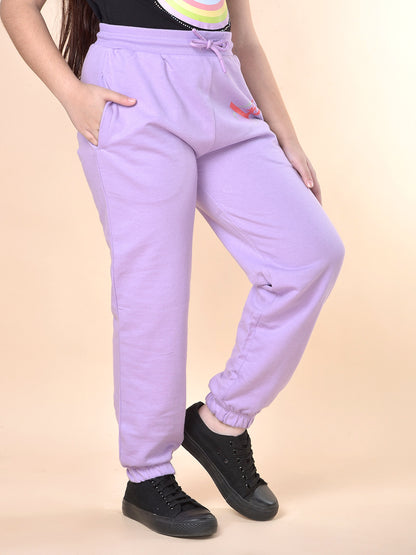 Casual Trackpant for Girls | Breathable & Soft with Color Fastness Regular Fit Poly Cotton Fabric Solid Pattern Drawstring Closure