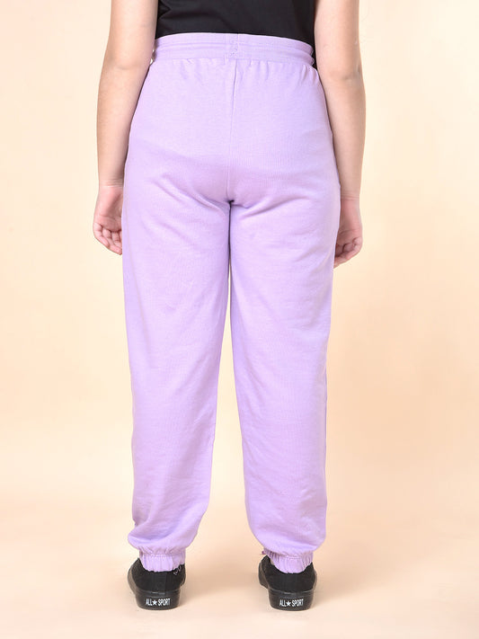 Casual Trackpant for Girls | Breathable & Soft with Color Fastness Regular Fit Poly Cotton Fabric Solid Pattern Drawstring Closure