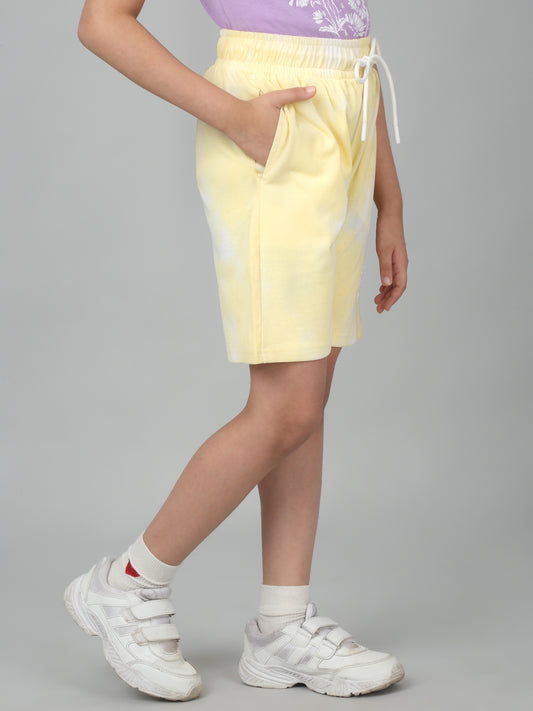 Girls Yellow Solid Short