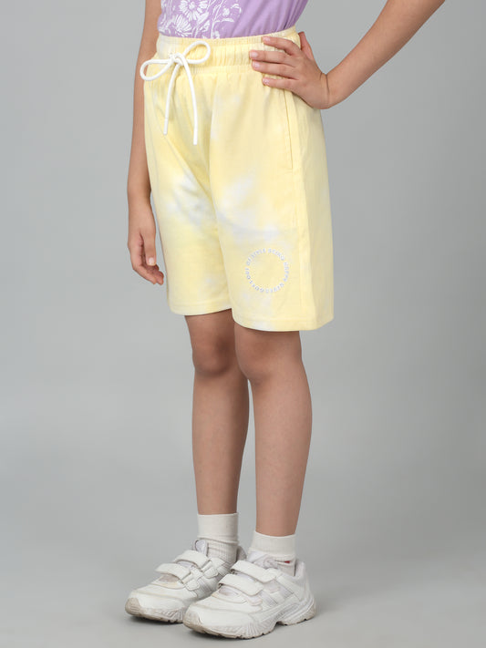Girls Yellow Solid Short