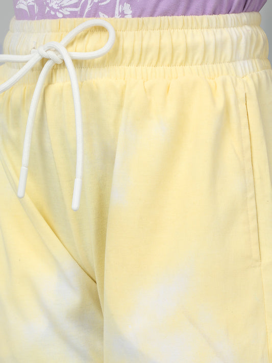 Girls Yellow Solid Short