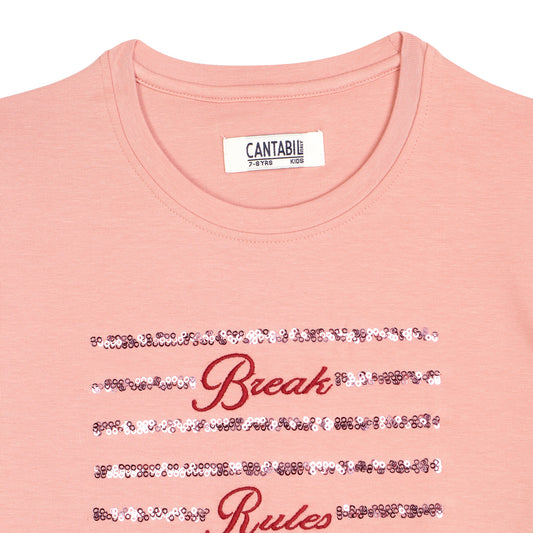 Cantabil Girls Peach T-Shirt (7134107697291)