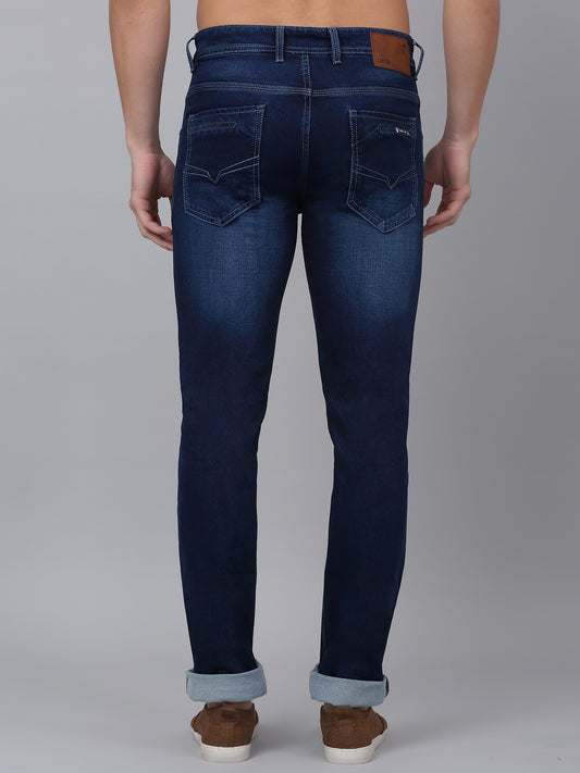 Denim Jeans for Men l Breathable & Soft with Color Fastness Ultra Narrow Fit Cotton Fabric Solid Pattern Button Closure