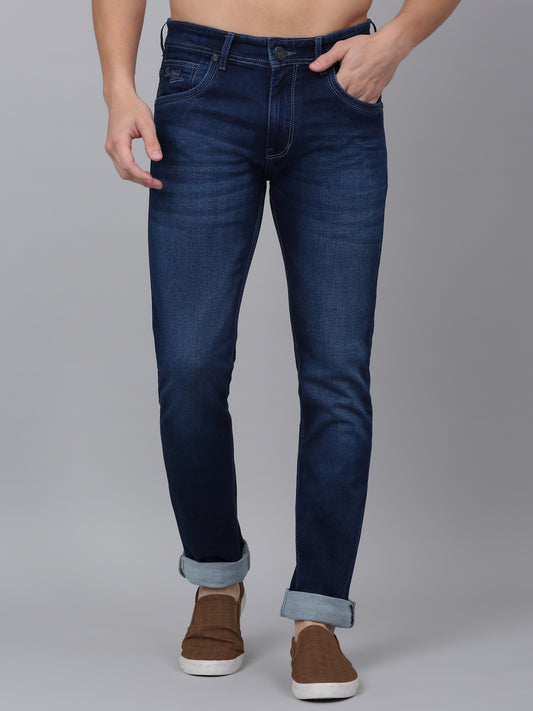 Denim Jeans for Men l Breathable & Soft with Color Fastness Ultra Narrow Fit Cotton Fabric Solid Pattern Button Closure