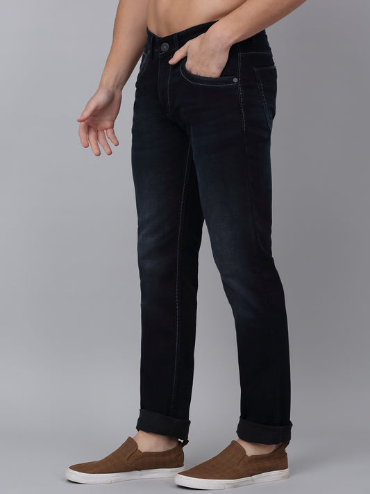 Denim Jeans for Men l Breathable & Soft with Color Fastness Ultra Narrow Fit Cotton Fabric Solid Pattern Button Closure