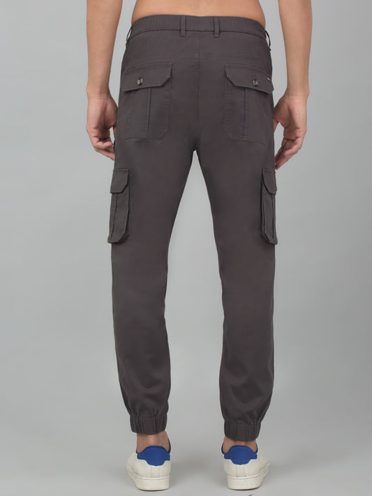 Men's Grey Solid Stretchable Cargo
