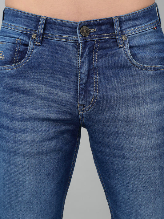 Denim Jeans for Men l Breathable & Soft with Color Fastness Ultra Narrow Fit Cotton Fabric Solid Pattern Button Closure