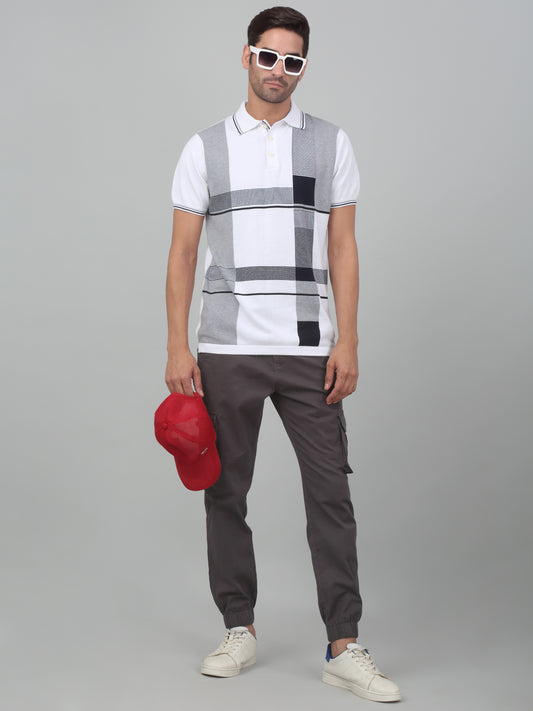 Men's Grey Solid Stretchable Cargo