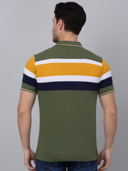 T-Shirt for Men | Breathable & Soft with Color Fastness Regular Fit Polo Neck Poly Cotton Fabric Colour Block Pattern