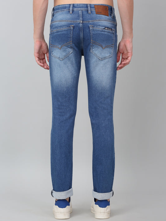 Denim Jeans for Men l Breathable & Soft with Color Fastness Ultra Narrow Fit Cotton Fabric Solid Pattern Button Closure