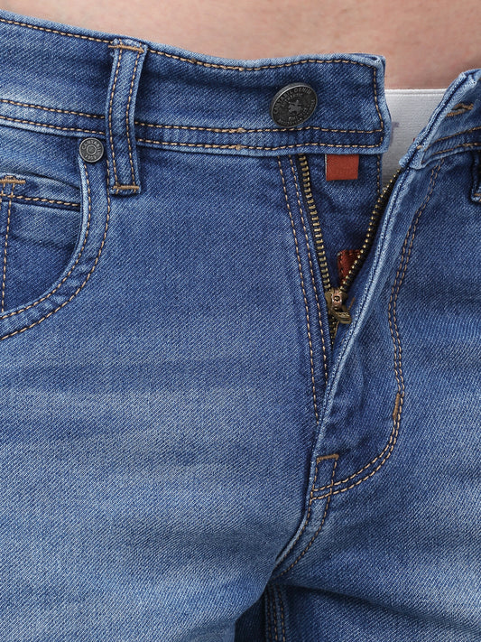 Denim Jeans for Men l Breathable & Soft with Color Fastness Ultra Narrow Fit Cotton Fabric Solid Pattern Button Closure