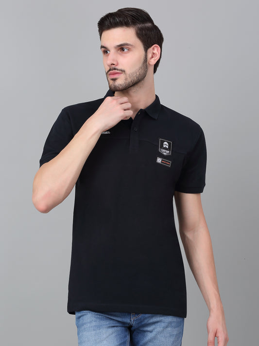 T-Shirt for Men | Breathable & Soft with Color Fastness Regular Fit Polo Neck Poly Cotton Fabric Solid Pattern