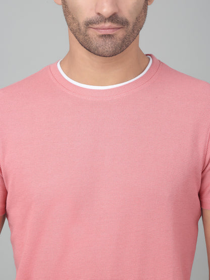 Men's Pink  Round neck Half Sleeve T-Shirt