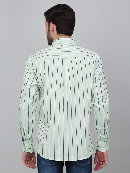 Casual Shirt for Men | Breathable & Soft with Color Fastness Regular Fit Spread Collar Neck Cotton Fabric Striped Pattern