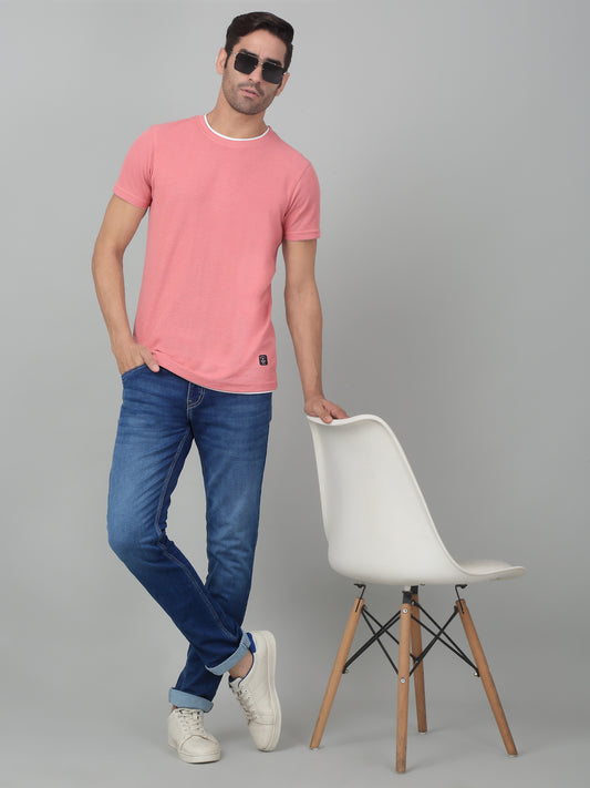 Denim Jeans for Men l Breathable & Soft with Color Fastness Ultra Narrow Fit Cotton Fabric Solid Pattern Button Closure
